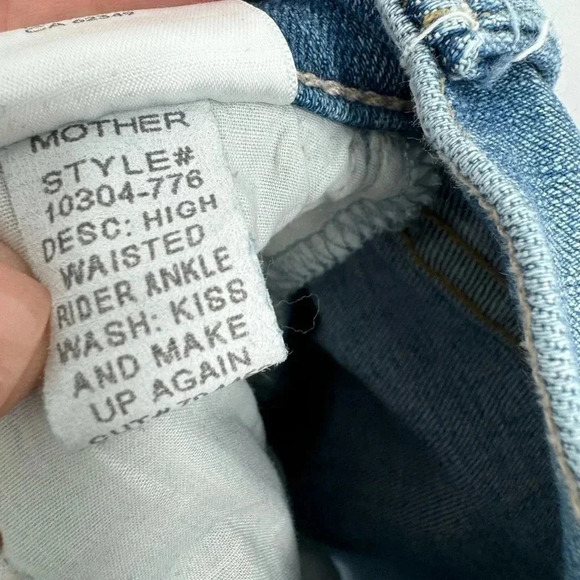 MOTHER HIGH WAISTED RIDER ANKLE KISS AND MAKE UP AGAIN JEANS SIZE 25 B2327 - Picture 7 of 7